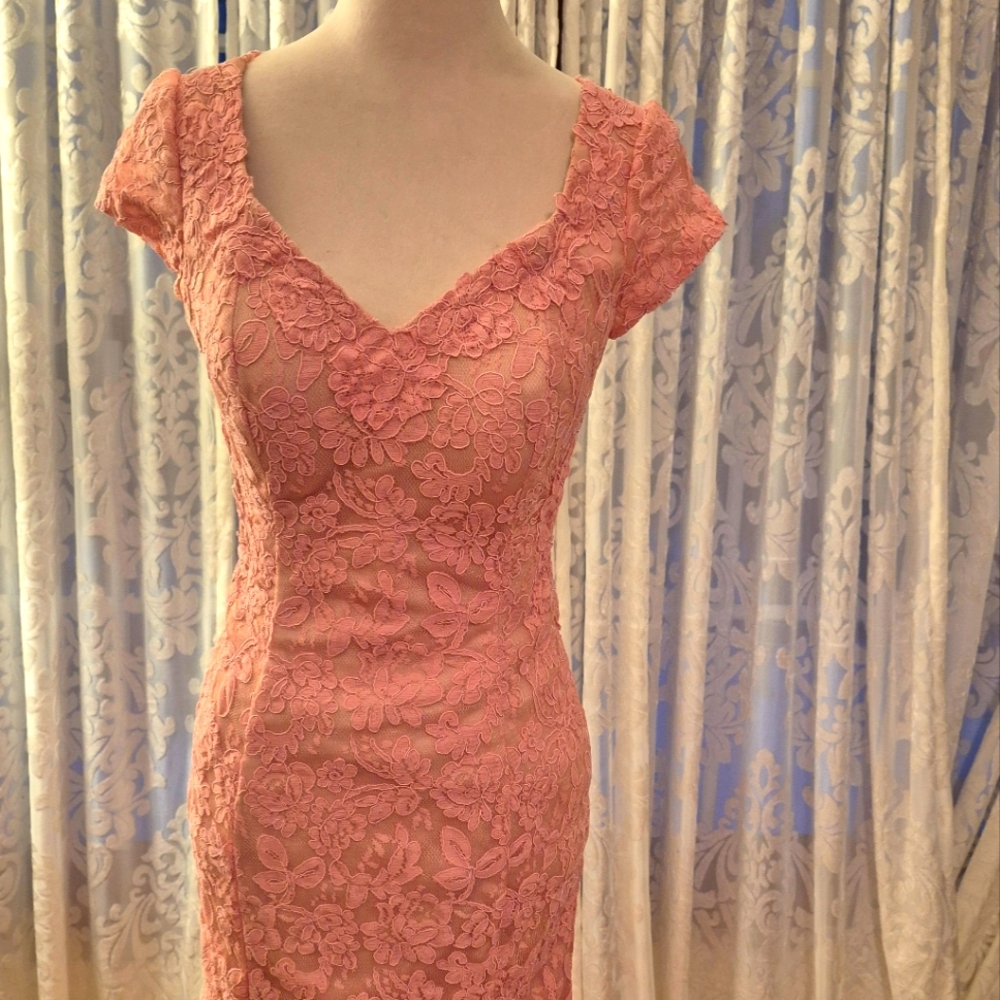 Royal Queen Beautiful Peach lace dress.